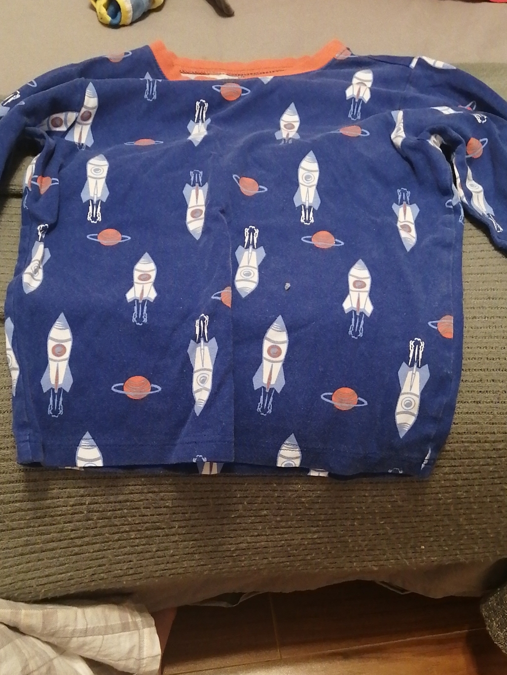Blue Rocket Print Long-Sleeve Tee for Kids